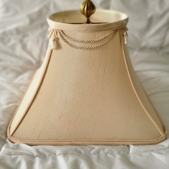 Tasseled Ivory Linen Bell Lampshades - Set of 2 - Picture 1 of 12